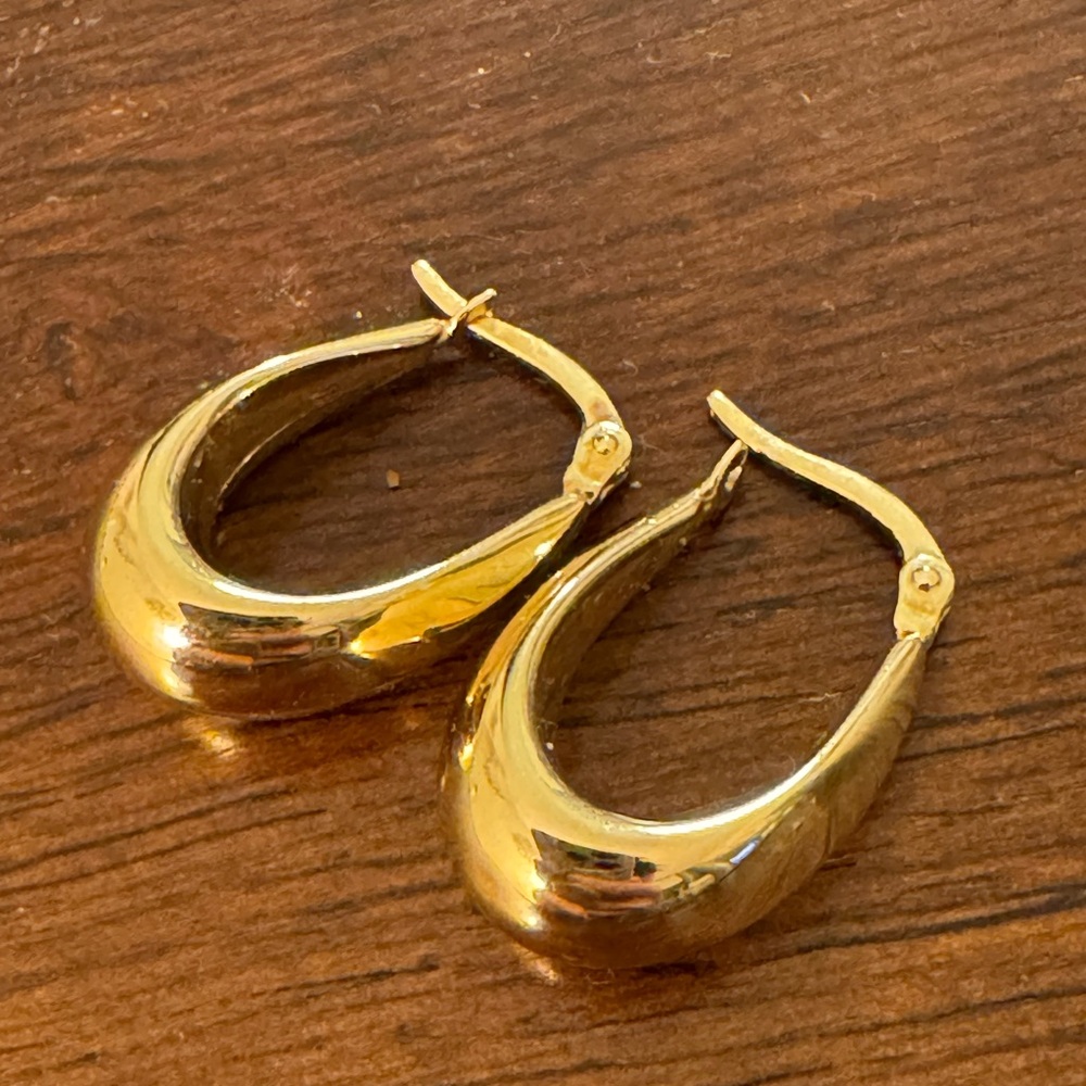Solid 14k gold teardrop hoops